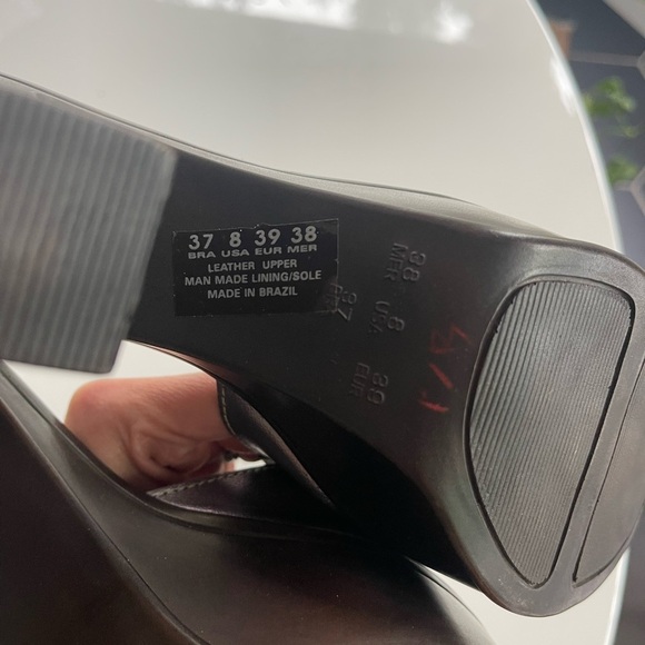 Vintage 90s Passarela Brazil Chunky Leather Platform Heels - 8 - Picture 5 of 6